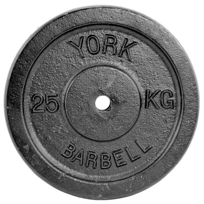 York 25kg Black Cast Iron 1 Inch Plate