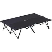 Double Camping Folding Sleeping Bed/Cot - Black