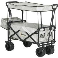 Outdoor Push Pull Wagon Stroller Cart with Canopy Top
