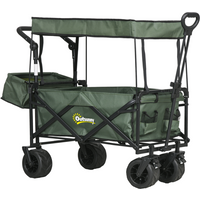 Outdoor Push Pull Wagon Stroller Cart with Canopy Top