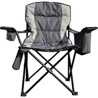 Henwick Padded Folding Camp Camping Chair - Grey & Charcoal